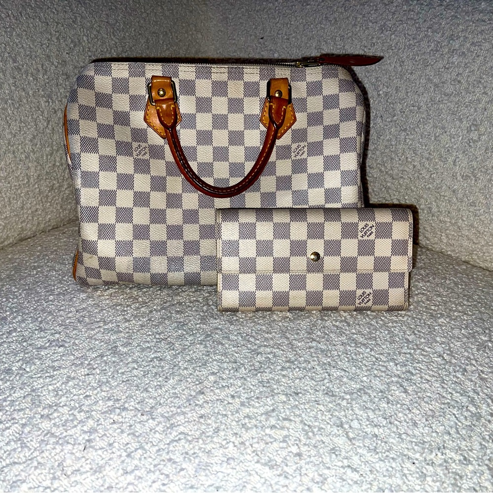 LOUIS VUITTON Damier Azur canvas, Speedy 30 & matching Sarah wallet